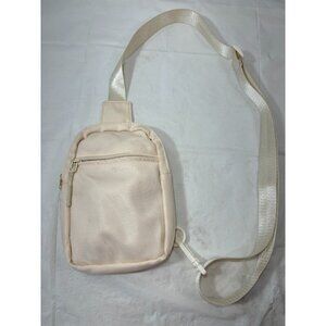 Women’s Nylon Crossbody Sling Bag Purse with Front Wallet Pocket Cream Off White